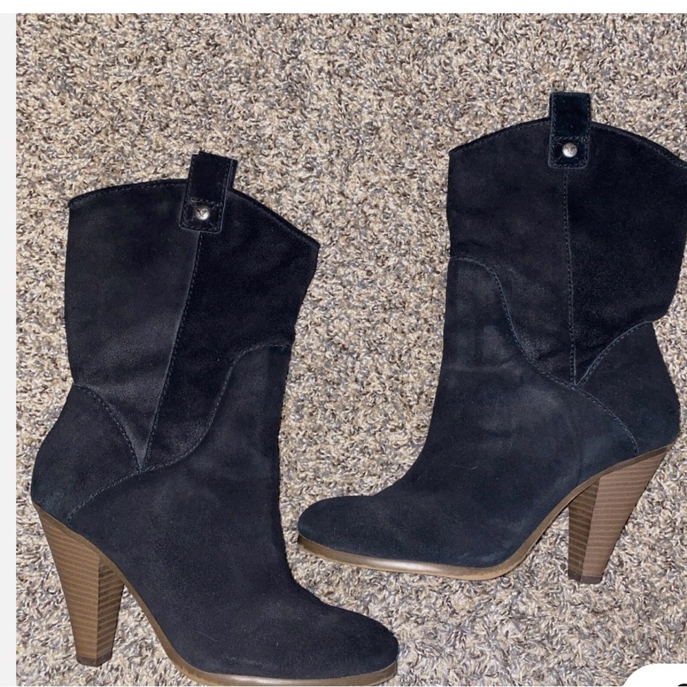American Eagle Black Suede Heeled Boots Size 11